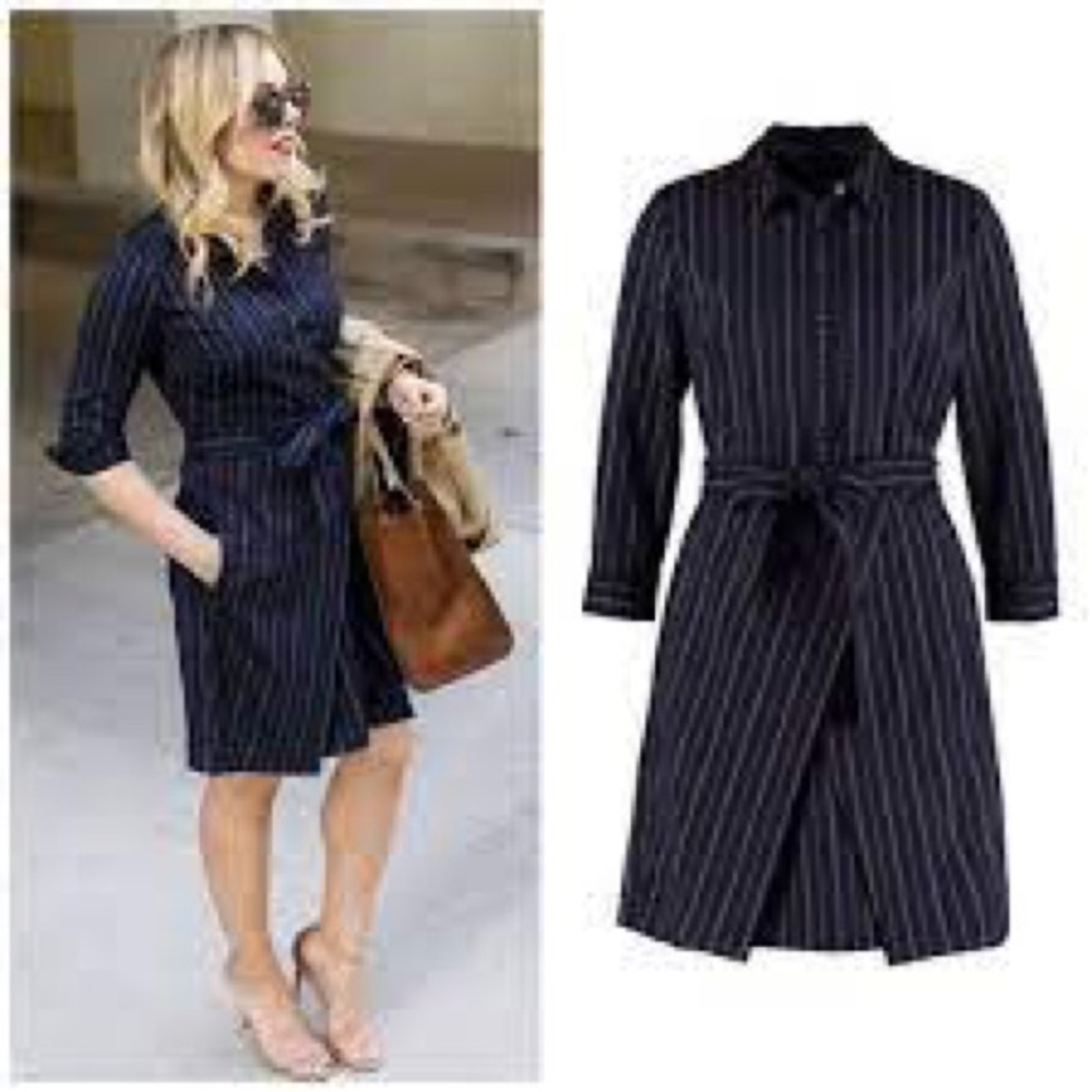 Banana Republic Navy Stripe Shirt Dress